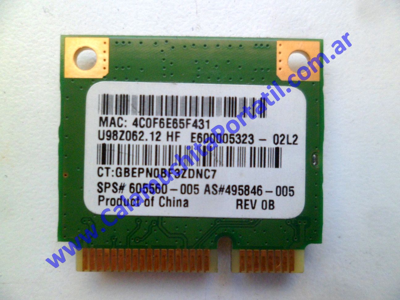 Placa Wifi Compaq Presario CQ56-106LA - XR161LA#AC8